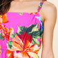 Skies Are Blue - Braided Strap Floral Print Midi Dress