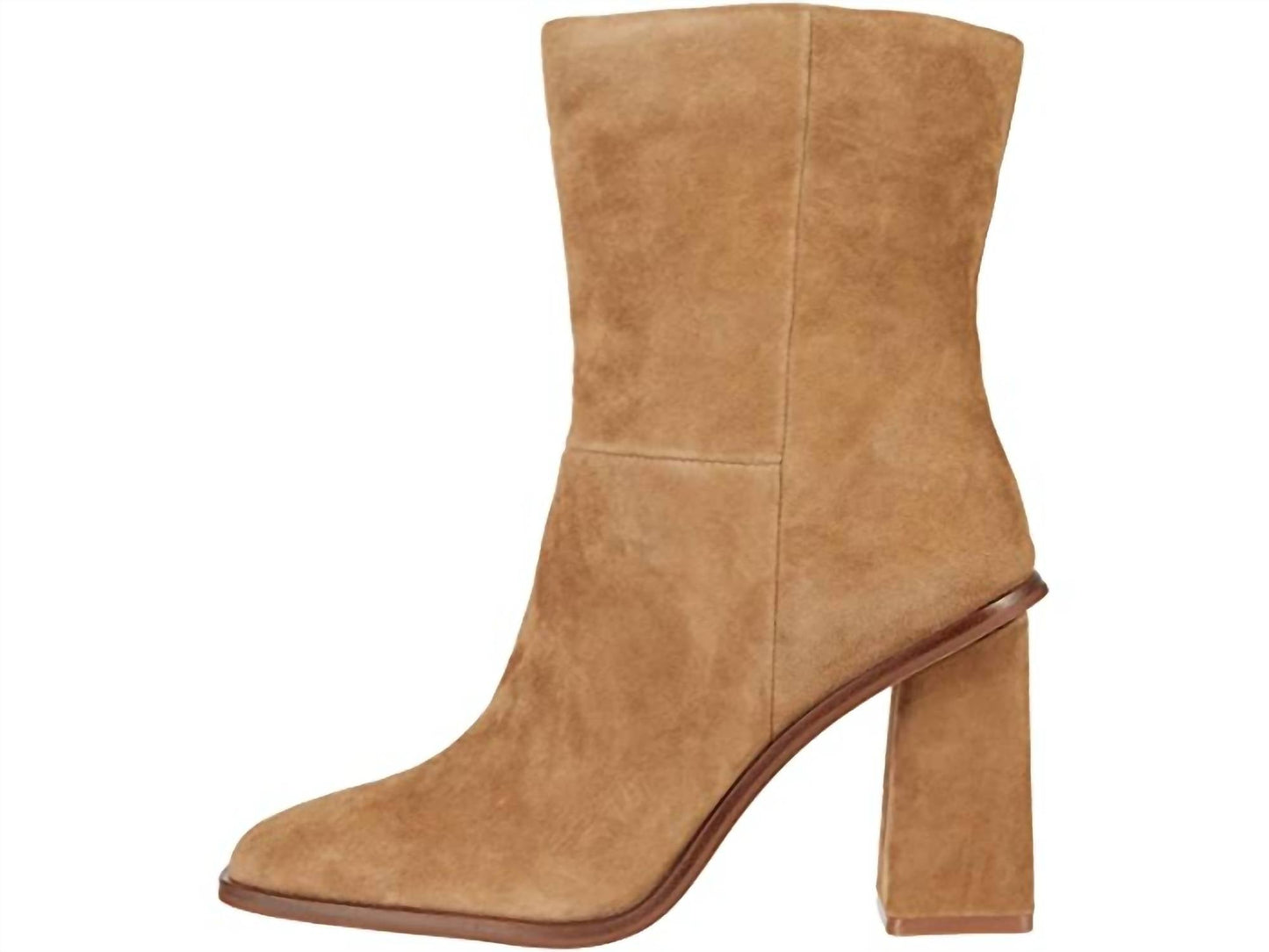 Vince Camuto - Women's Dantania Tan Suede Fashion Mid Calf Square Toe Block Heel Boots