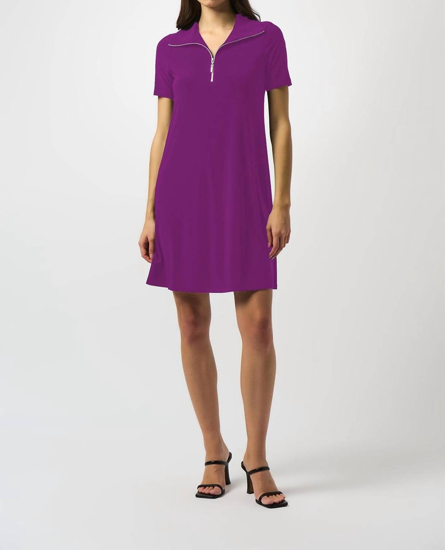 Joseph Ribkoff - Zipped Collar Mini Shift Dress