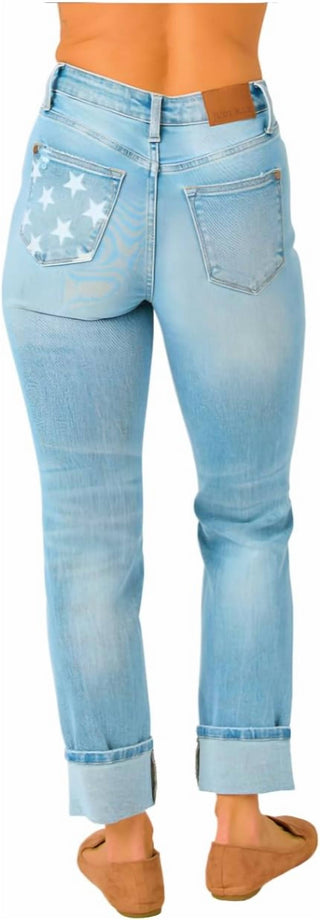 Judy Blue - Mid Rise Star Pocket Boyfriend Jeans
