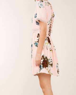 Entro - Lace Up Floral Mini Dress