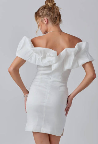 Baby Pink - Off The Shoulder Big Ruffle Mini Dress