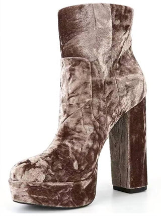 Gianni Bini - Women's Didier Velvet Platform Block Heel Booties