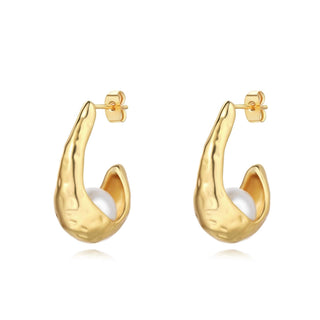Sahira Jewelry Design - Women's Alani Pearl Hoop Earrings