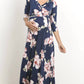 Hello Miz - Floral Faux Wrap Maternity & Nursing Maxi Dress