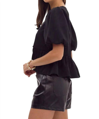 Entro - Danielle Puff Sleeves Bow Detail Top