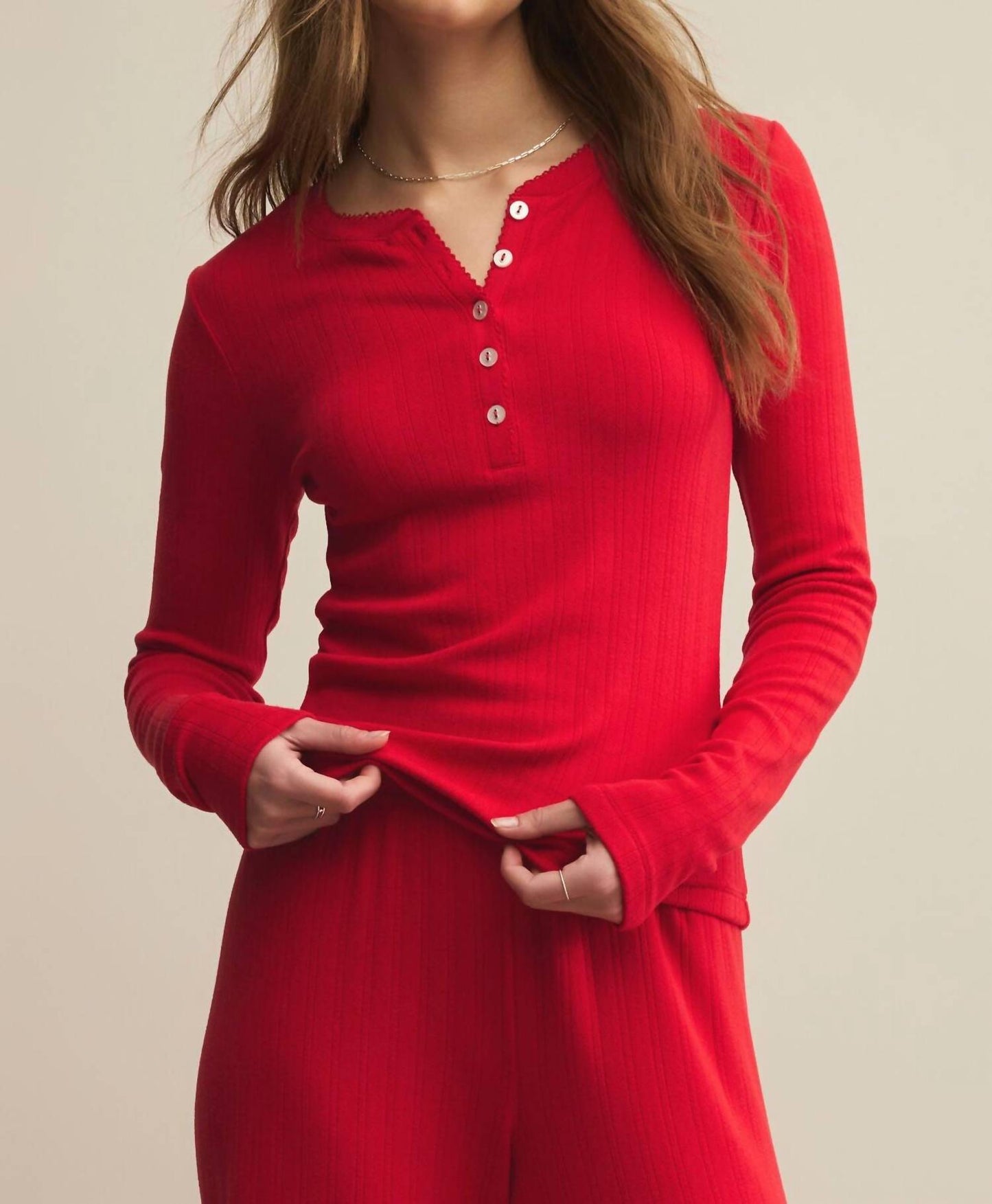 Z Supply - Holly Pointelle Long Sleeve Top