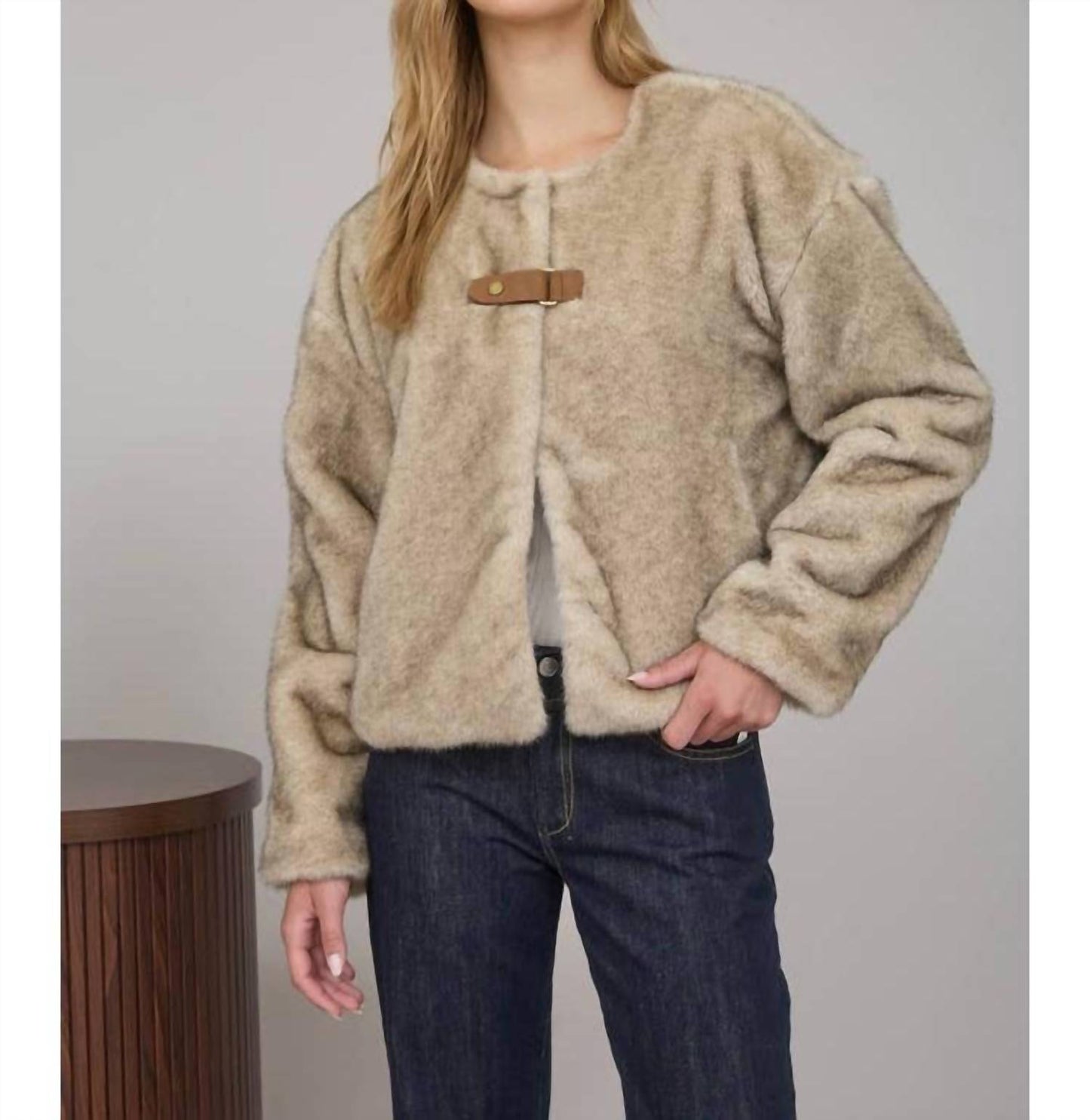 Blu Pepper - Faux Fur Front Tab Coat