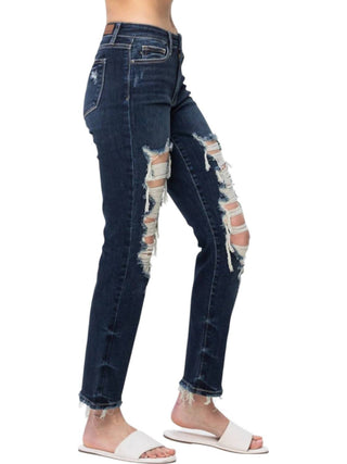 Judy Blue - Heavy Destroyed Straight Leg Jeans