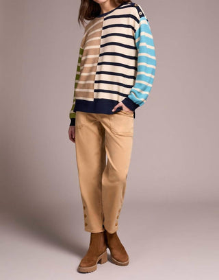 Tribal - Multi Stripe Lightweight Crewneck Sweater