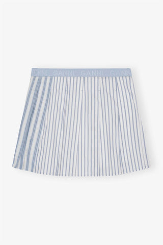Ganni - Stripe Cotton Pleated Mini Skirt