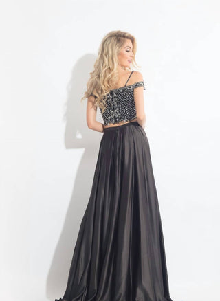 Rachel Allan - Beaded Charmeuse Two-piece Gown