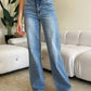 Judy Blue - Women's High Waist Front Yoke Retro Wide Leg Jeans