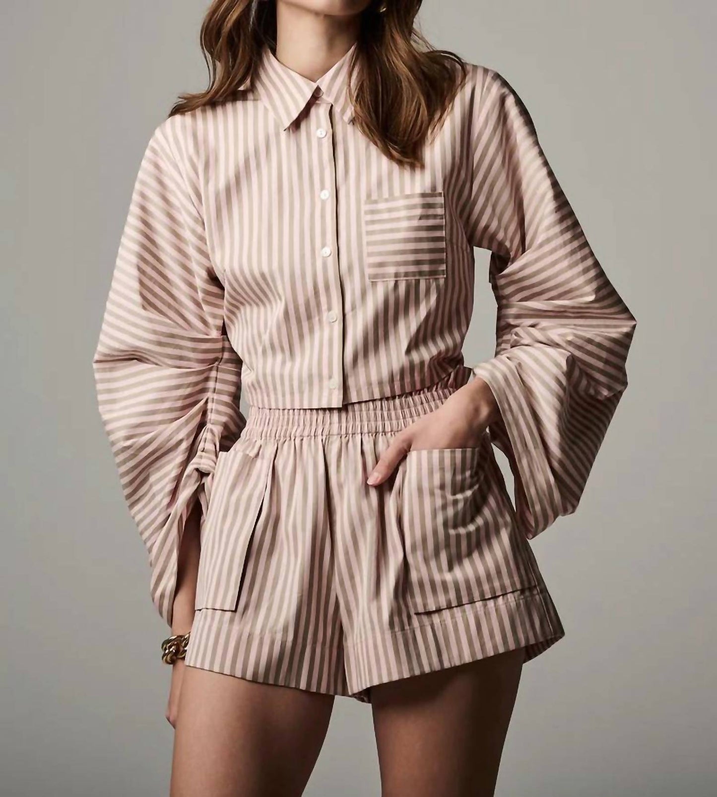 Hevron - Raquel Long Sleeve Button Front Top