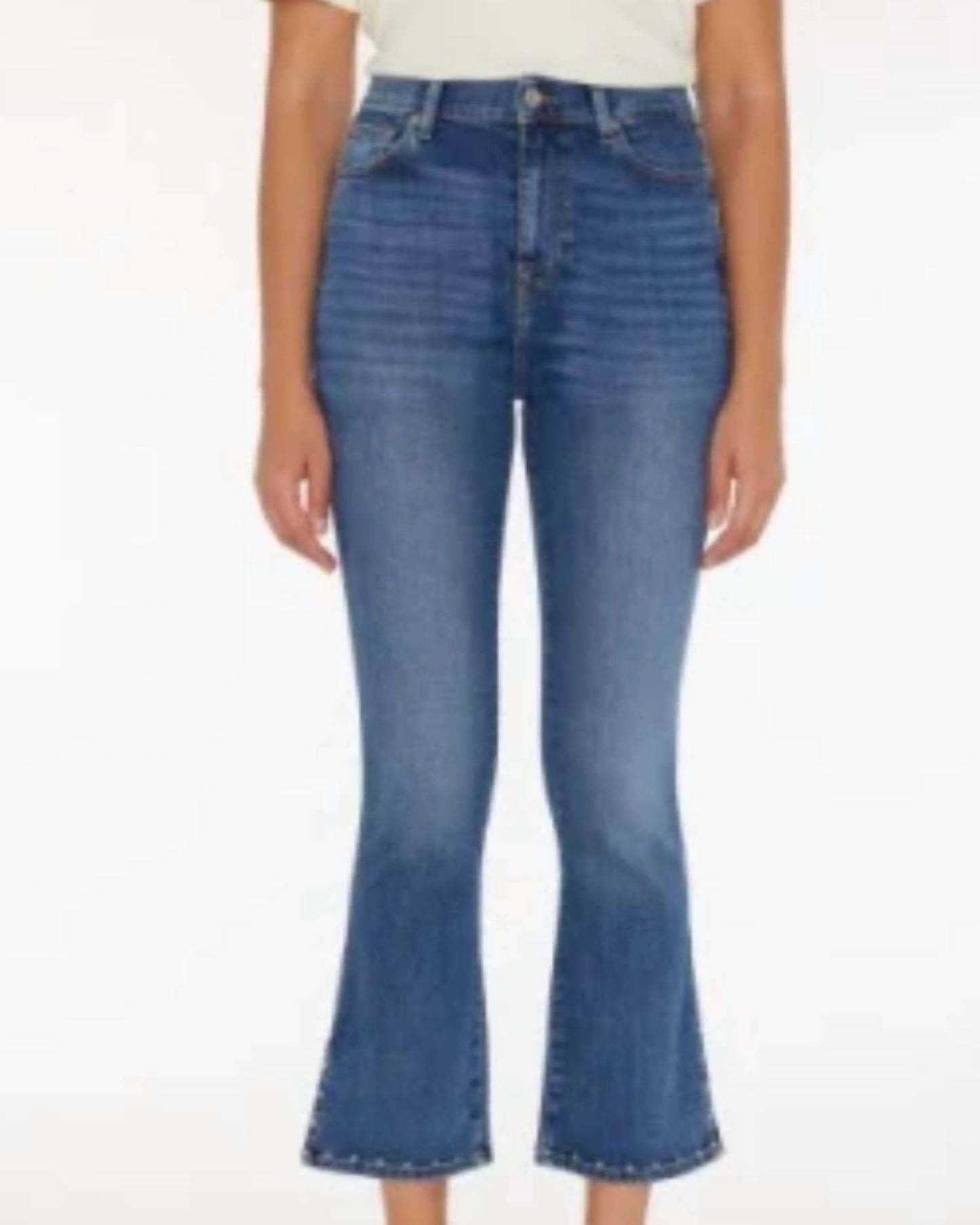 7 For All Mankind - High Waisted Slim Kick With Studs Jeans