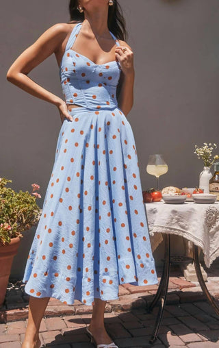 Astr - Janie Polka Dot Midi Skirt