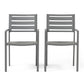 Outdoor Modern Aluminum Dining Chair (Set of 2), Gun Metal Gray