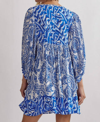 Entro - Regal Bliss Paisley Mixed Print Baby Doll Dress