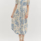Entro - Vintage Midi Dress with button front and tie