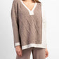 Habitat - Cable Knit V-neck Tunic Sweater
