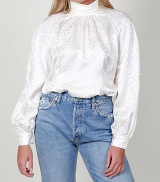Frame - Foldover Mock Neck Blouse