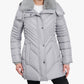 London Fog - Zip-front Hooded Puffer Jacket With Button-off Fur Collar