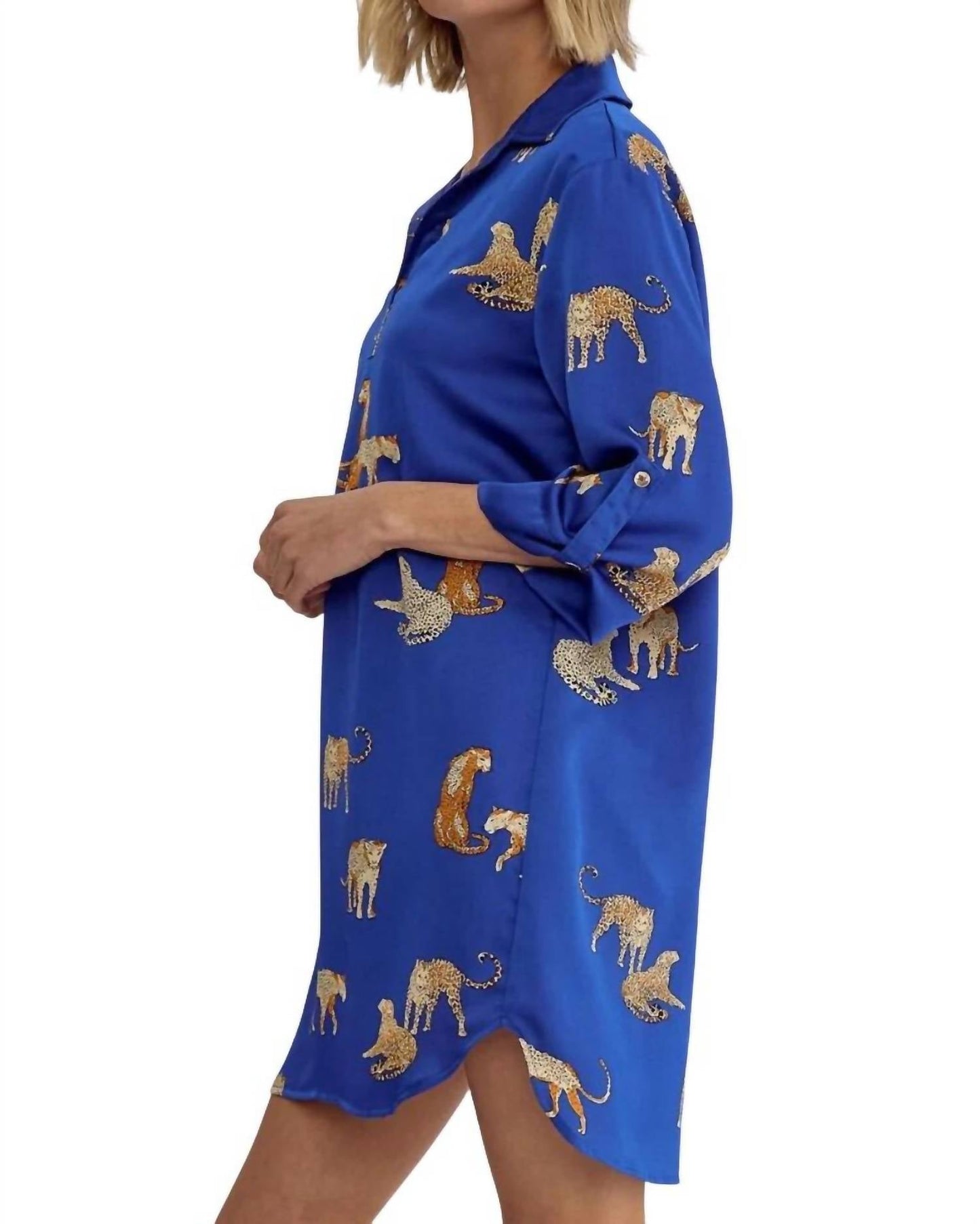 Entro - Mayra Cheetah Print Tunic Mini Dress