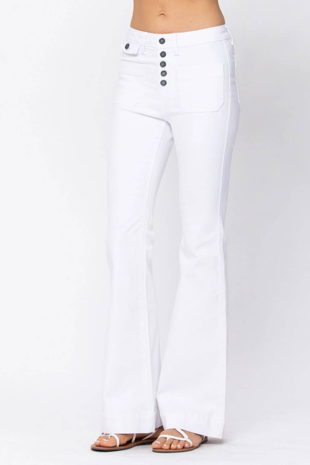 Judy Blue - High Rise Button Fly Patch Pocket Flare Jeans