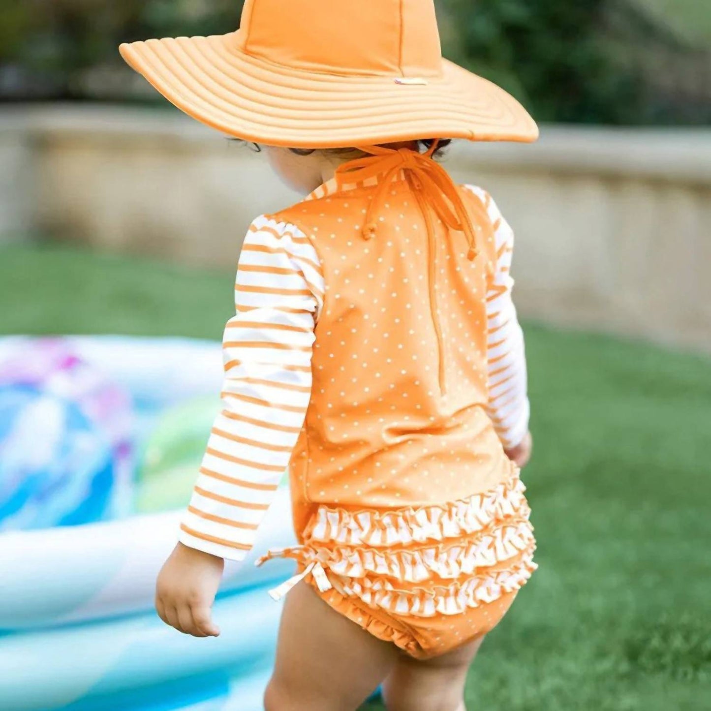 Rufflebutts - Ruffle Butts Polka Dot One Piece Rash Guard