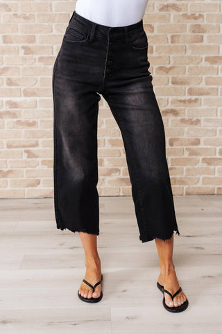Judy Blue - High Rise Button Fly Wide Leg Crop Jean