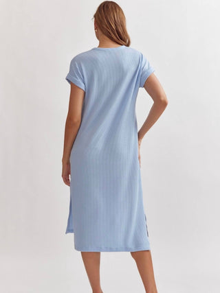 Entro - Ribbed Short Sleeve Midi Dress