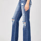 Risen - Full Size Raw Hem Distressed Straight Jeans
