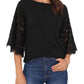Vince Camuto - Lace Sequin Sleeve Mixed Media Top