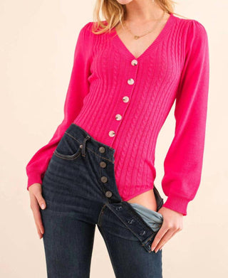 And The Why - Cable Knit Button Down Sweater Bodysuit