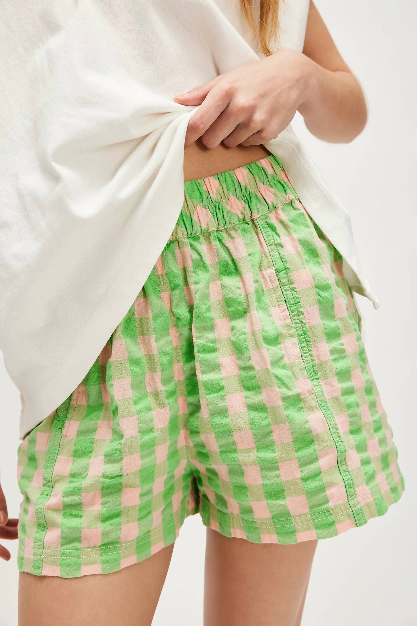 Free People - Get Free Seersucker Pull-on Shorts