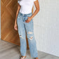 Judy Blue - Women's High Rise Rigid Magic Destroyed Straight Jeans