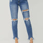 Risen - High Rise Distressed Frayed Hem Skinny Jeans