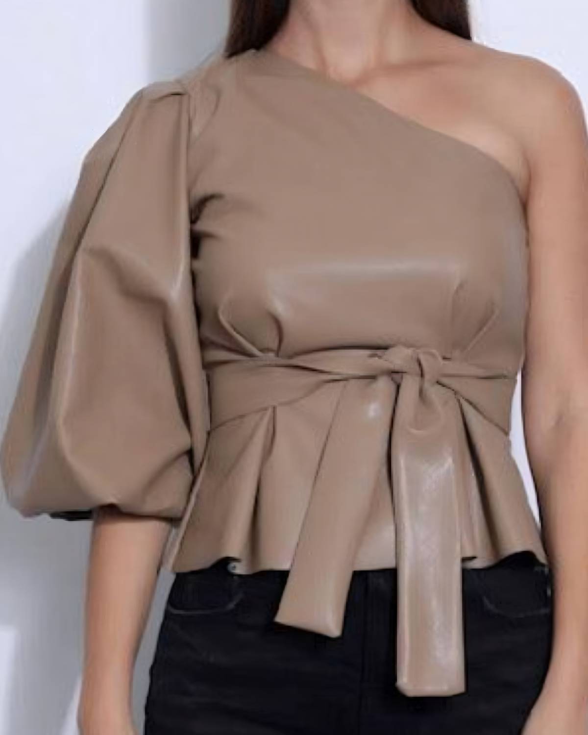 Karina Grimaldi - Faux Leather One Shoulder Top