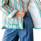 Veveret - Quilted Stripe Flower Open Jacket