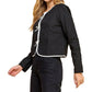 Tcec - Quilted Long Sleeve Accented Bow Jacket