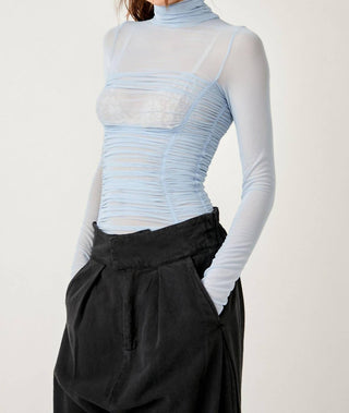 Free People - Under It All Ruched Mesh Turtleneck Bodysuit