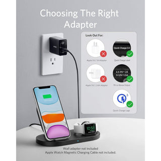 Anker Wireless Charging Station with QC Charger  PowerWave Sense 2-in-1 Stand with Watch Charging Holder for Apple Watch SE/6/5/4/3/2/1  iPhone SE 2020  11  11 Pro (Watch Charging Cable Not Included)