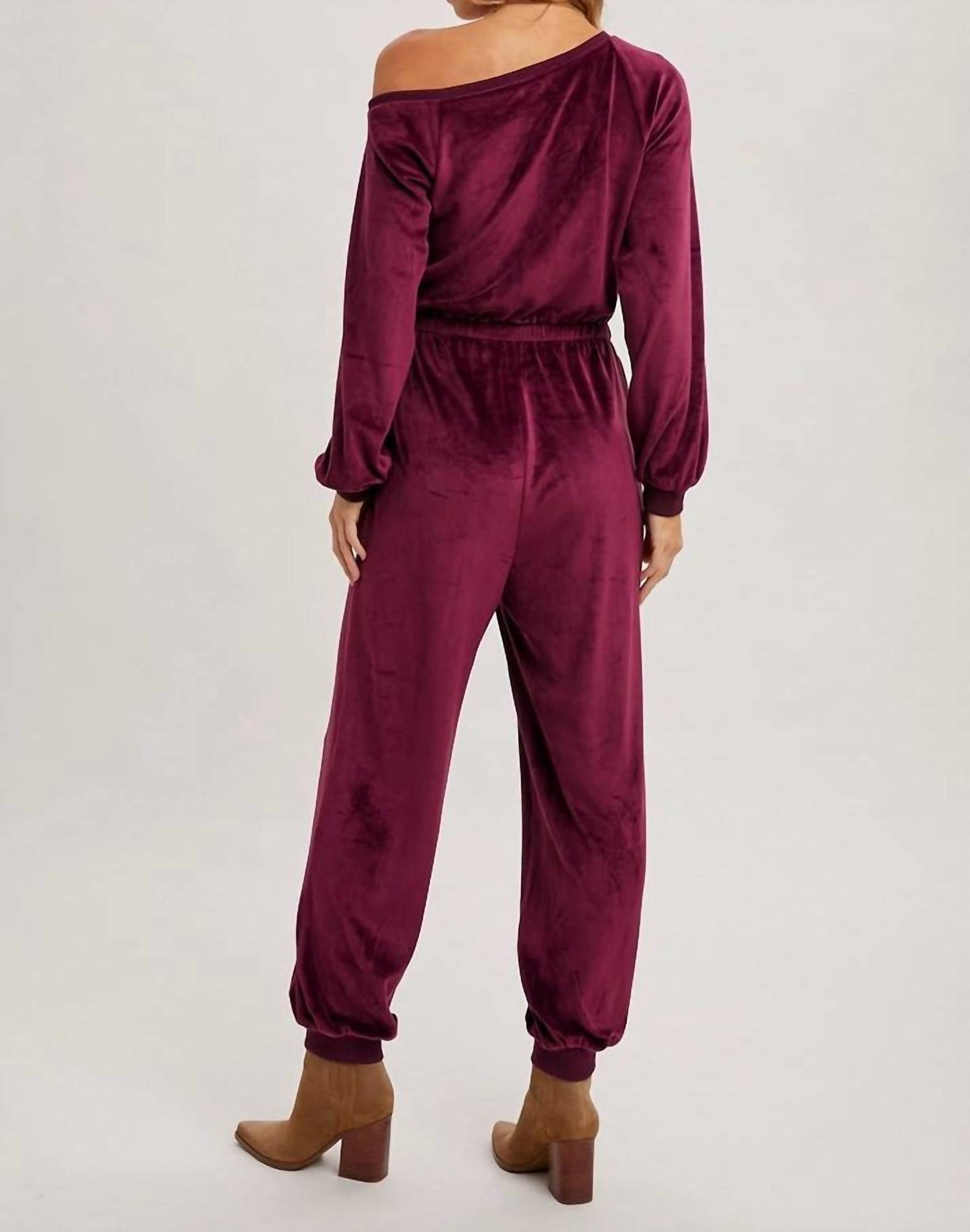 Bluivy - Plum Velvet One Shoulder Jumpsuit
