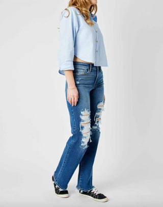 Judy Blue - Women's Destroyed Dad Jeans