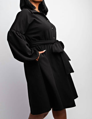 The Curve La - Plus Size Button Front Fit And Flare Dress With Pockets