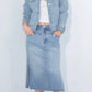 Artemis Vintage - Women's Denim Midi Side Slit Skirt