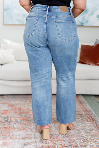 Judy Blue - High Rise Rigid Magic Destroy Slim Straight Leg Jeans
