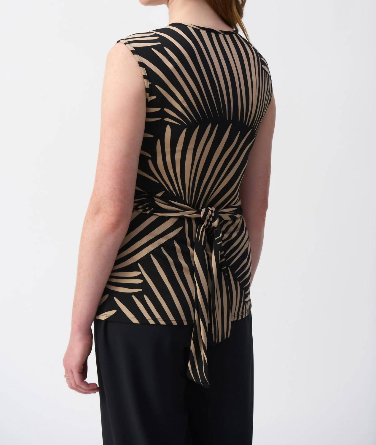 Joseph Ribkoff - Tropical Print Waist Sash Flared Top