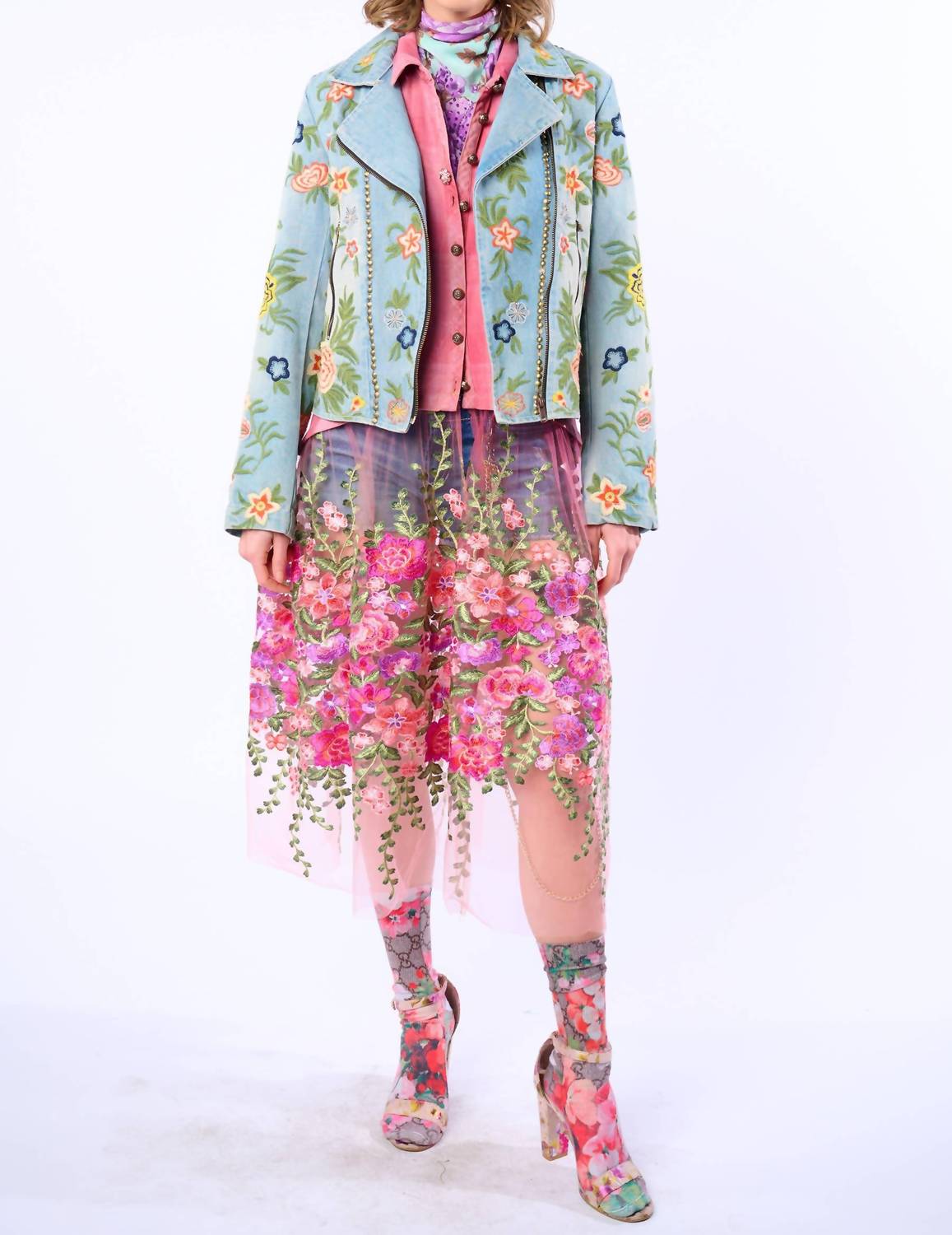 Aratta - Lucinda Embroidered Motorcycle Jacket