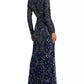 Mac Duggal - Long Sleeve Illusion Neck Sequin Beaded Gown